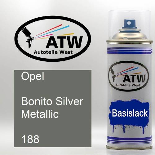 Opel, Bonito Silver Metallic, 188: 400ml Sprühdose, von ATW Autoteile West.